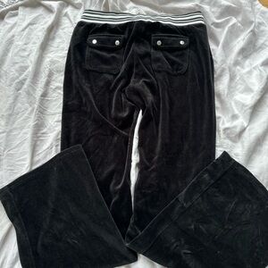 Juicy couture Black Velour Track Pants with Striped Waistband
